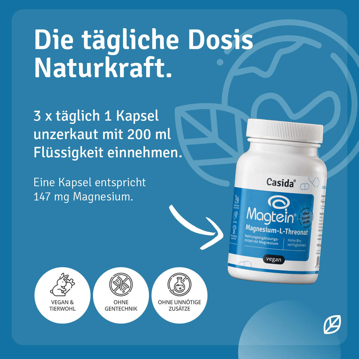 Einnahmehinweise für Casida Magtein Magnesium-L-Threonat Kapseln