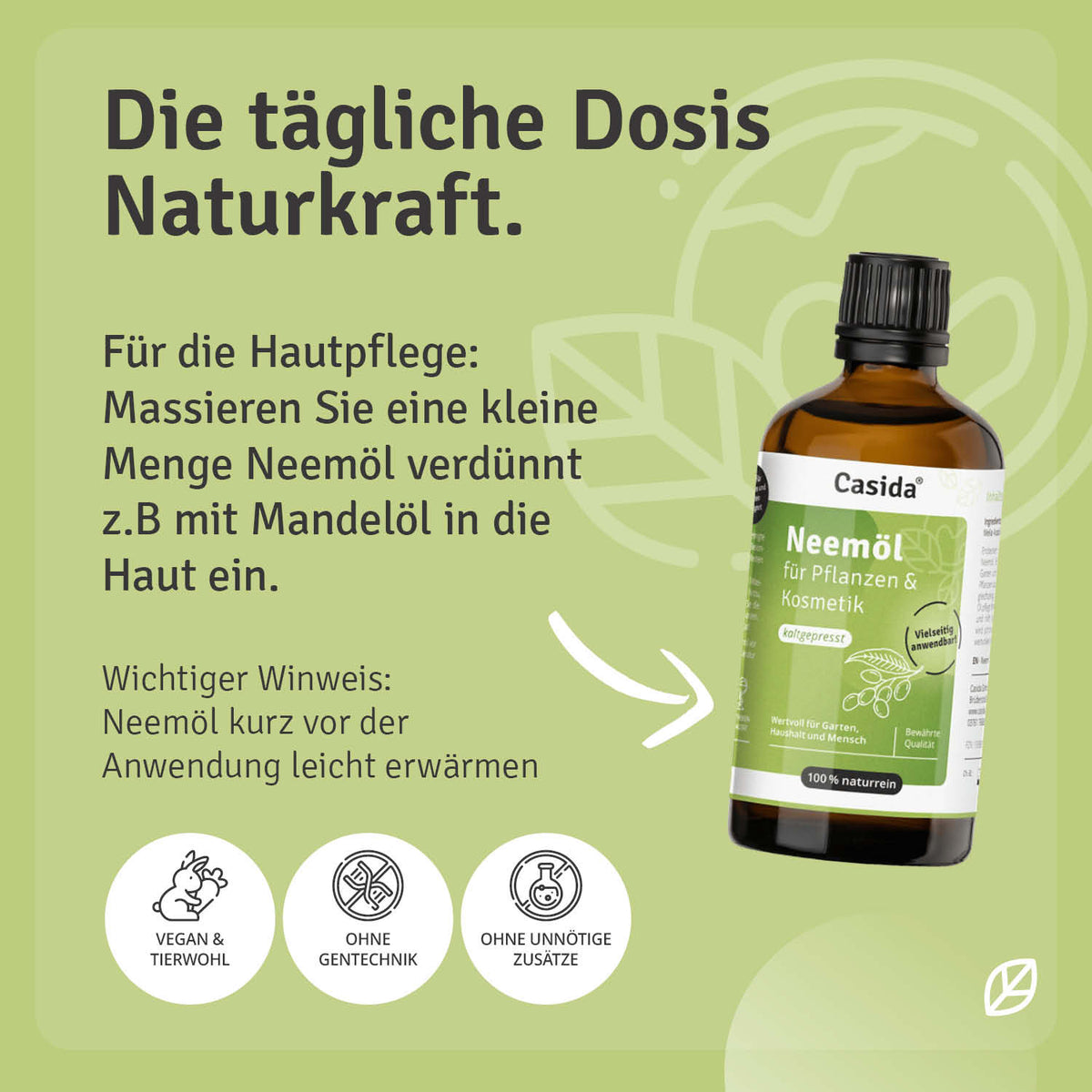 Neemöl für Pflanzen & Kosmetik Anwendung Haut