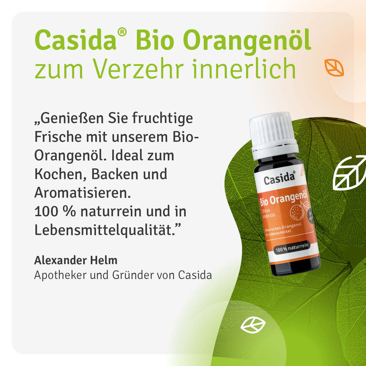 Bio Orangenöl zum Verzehr innerlich Casida