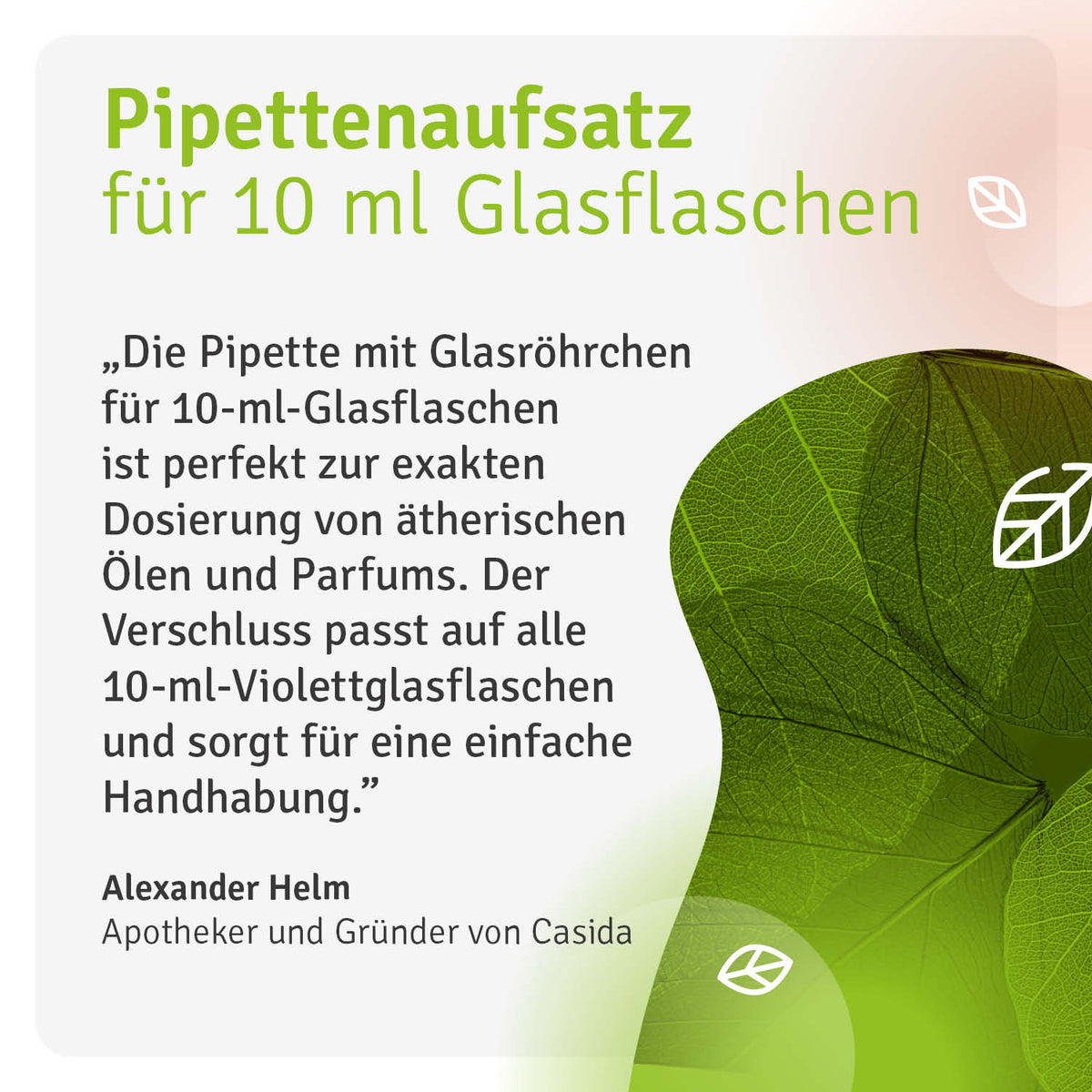 Pipettenaufsatz für 10 ml Glasflaschen Casida
