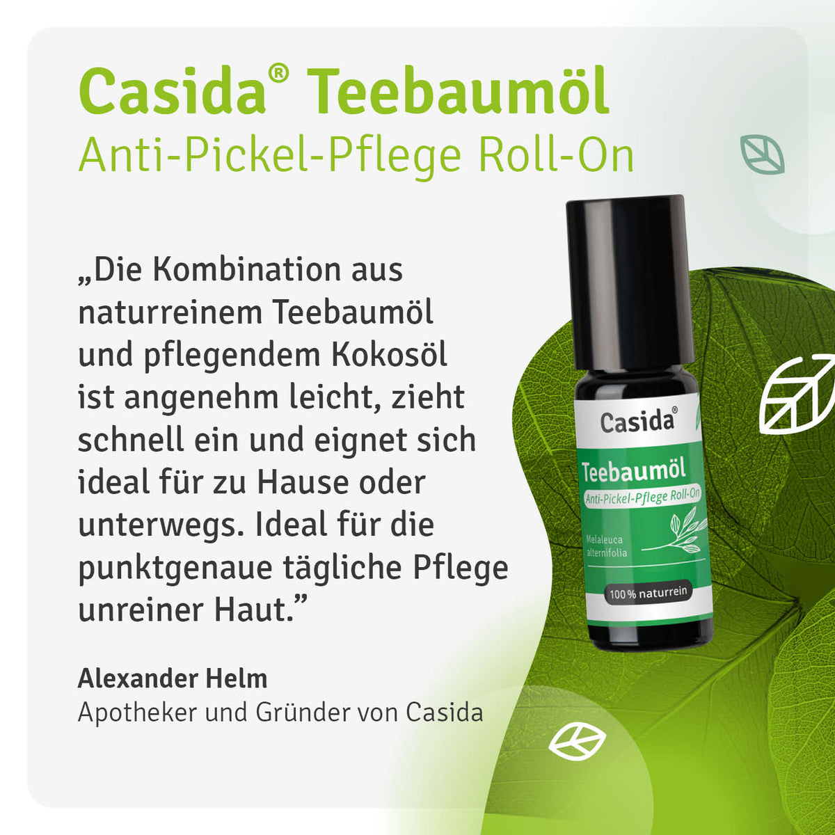 Alexander Helm stellt den Casida Teebaumöl Anti-Pickel-Pflege Roll-On vor