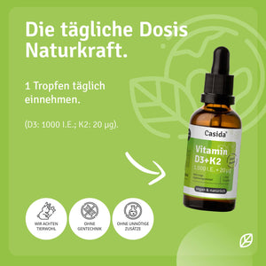 Einnahme und Anwendung: Vitamin D3 + K2 Tropfen 50 ml Vegan