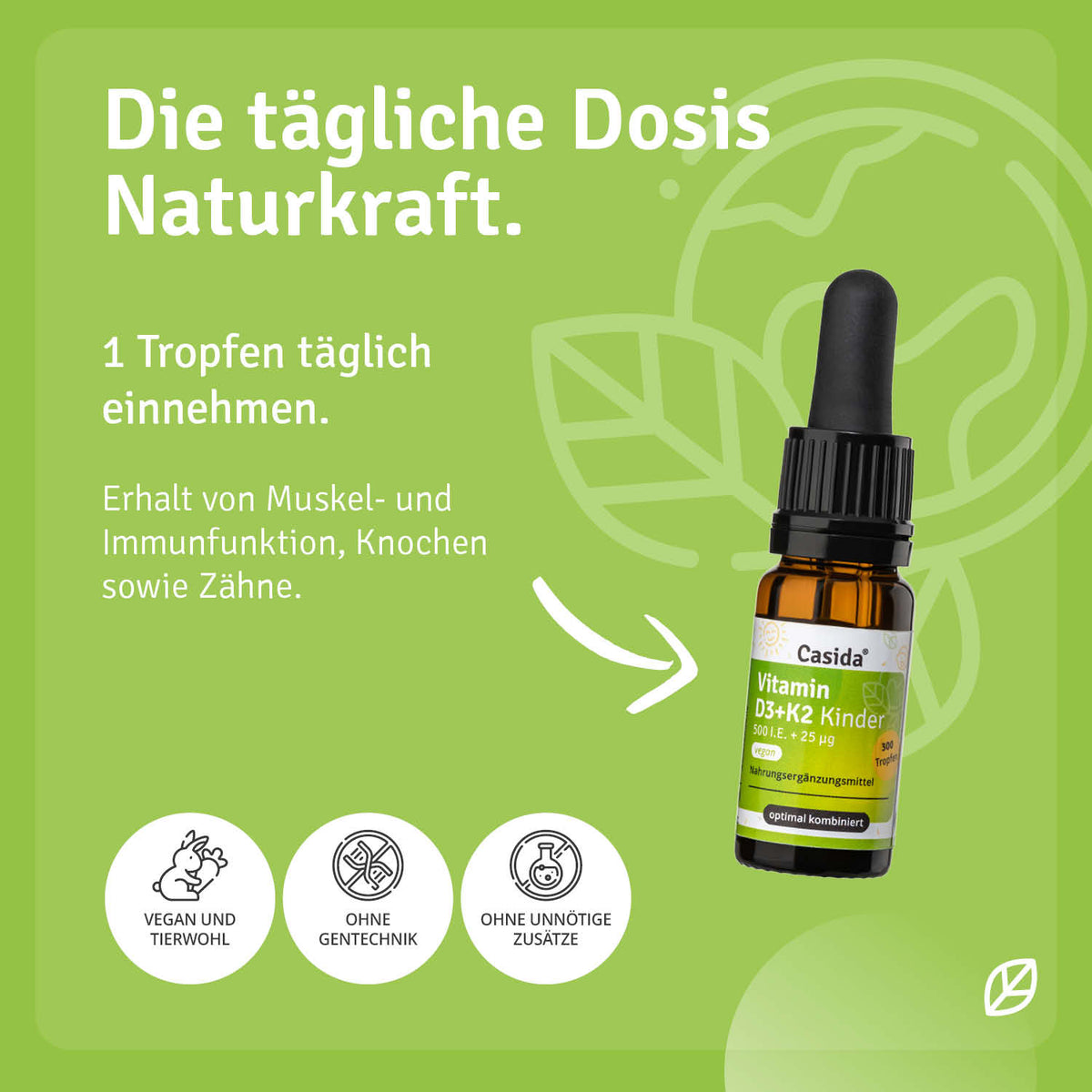 Einnahmehinweise für Casida Vitamin D3+K2 Kinder Tropfen