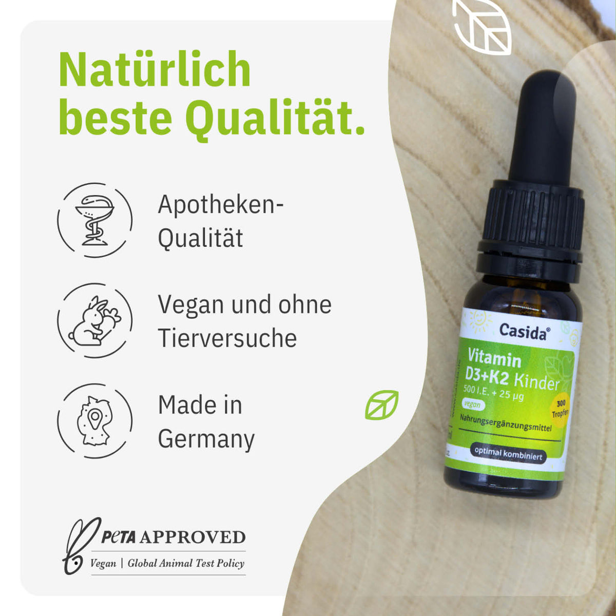 Vitamin D3+ K2 Tropfen für Kinder Vegan tierversuchsfrei