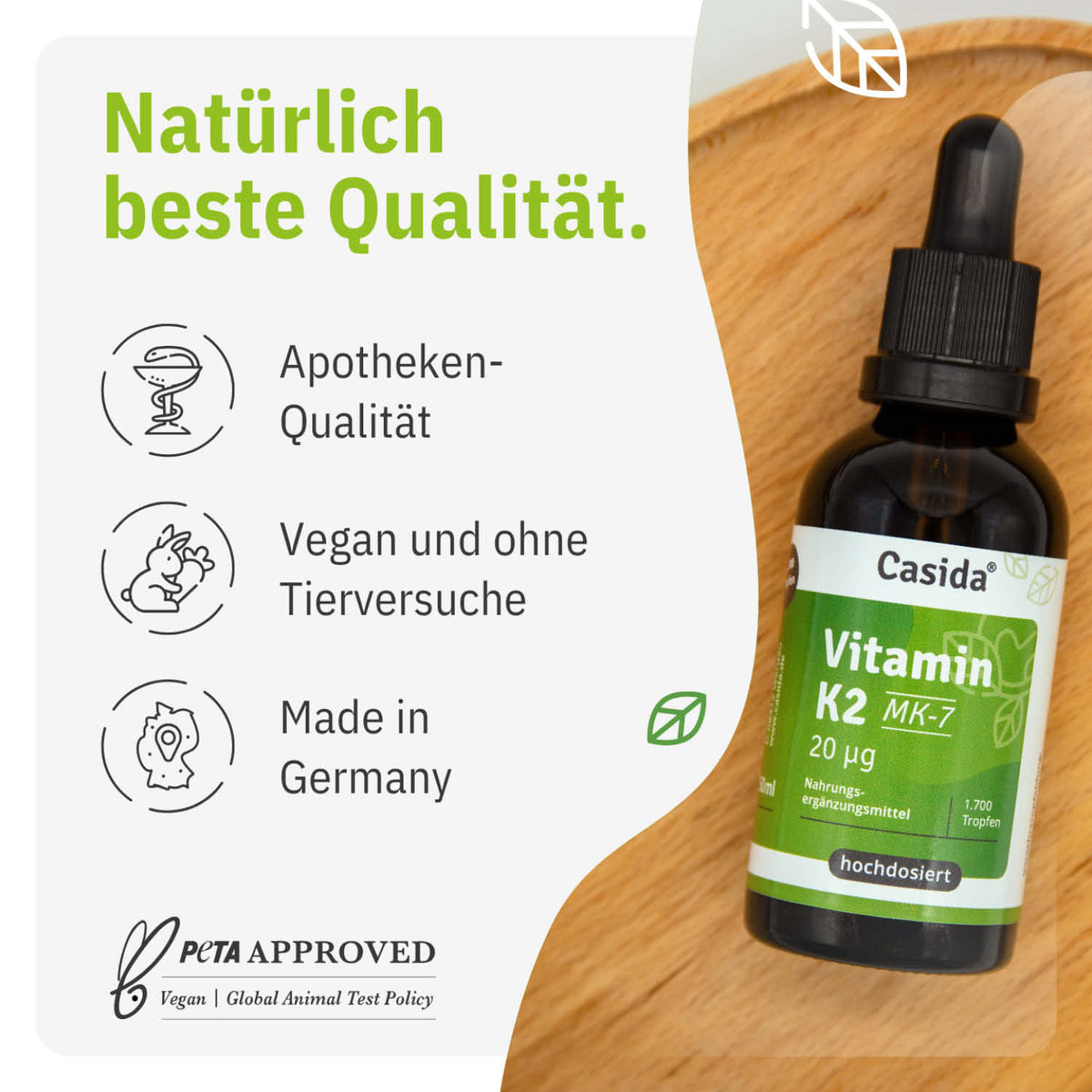 Vitamin K2 Tropfen MK-7 tierversuchsfrei