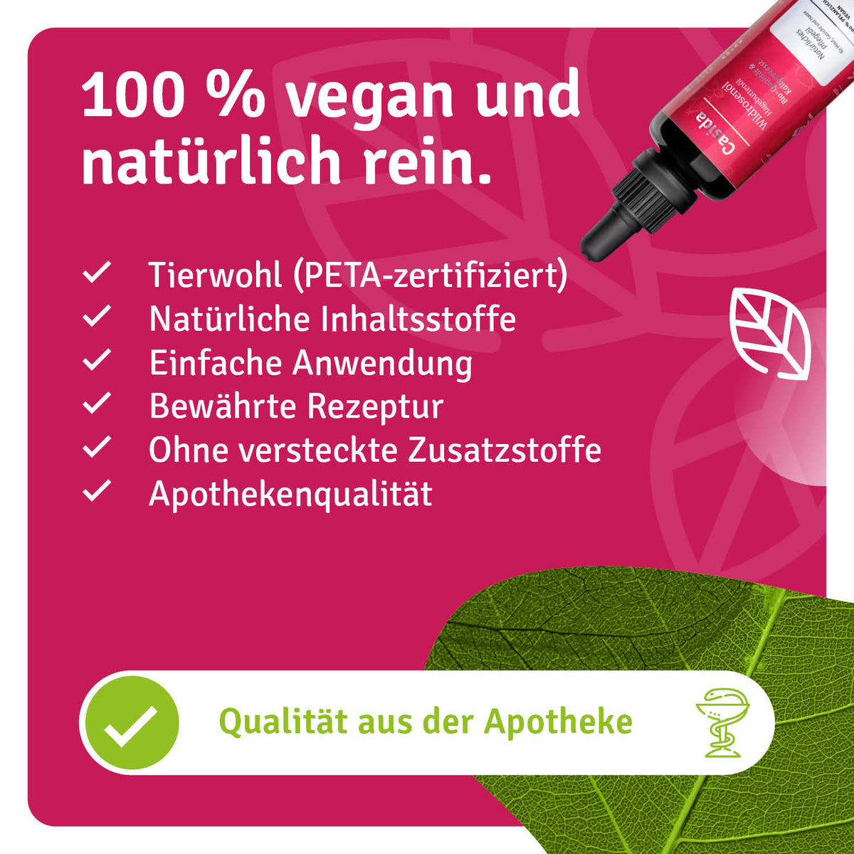Wildrosenöl Bio & Kaltgepresst natürliche Inhaltsstoffe