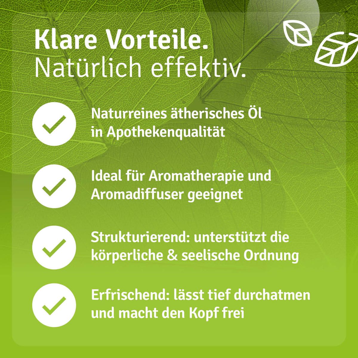 Bio Zypressenöl in einer 10 ml Flasche, grüne Verpackung mit Blättern und Text über Vorteile des Öls.