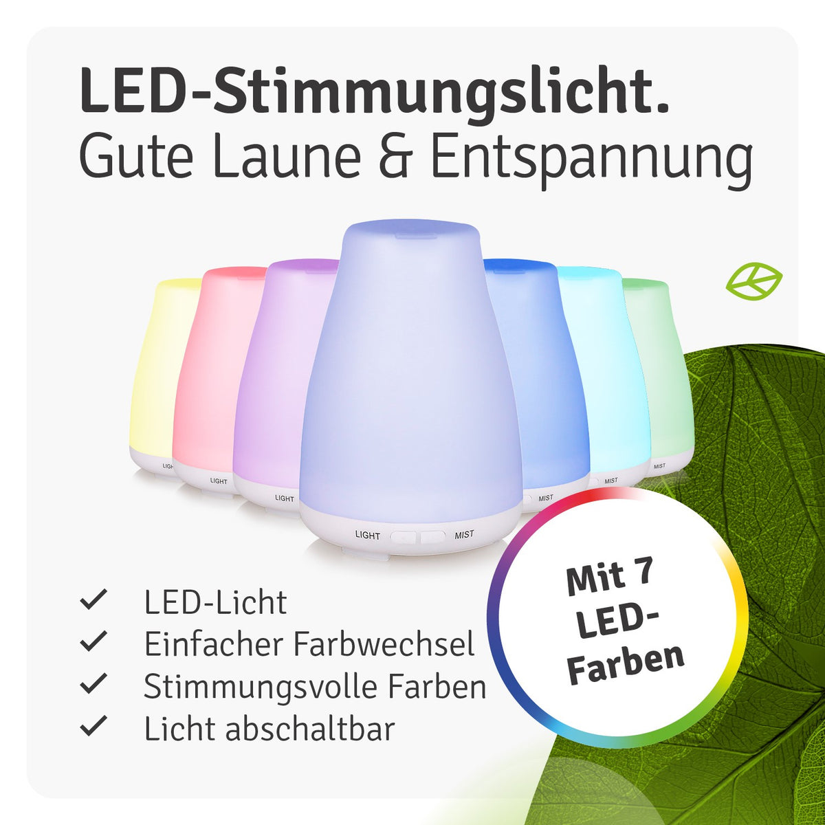 Kompakter Aromadiffuser weiß mit LED-Beleuchtung