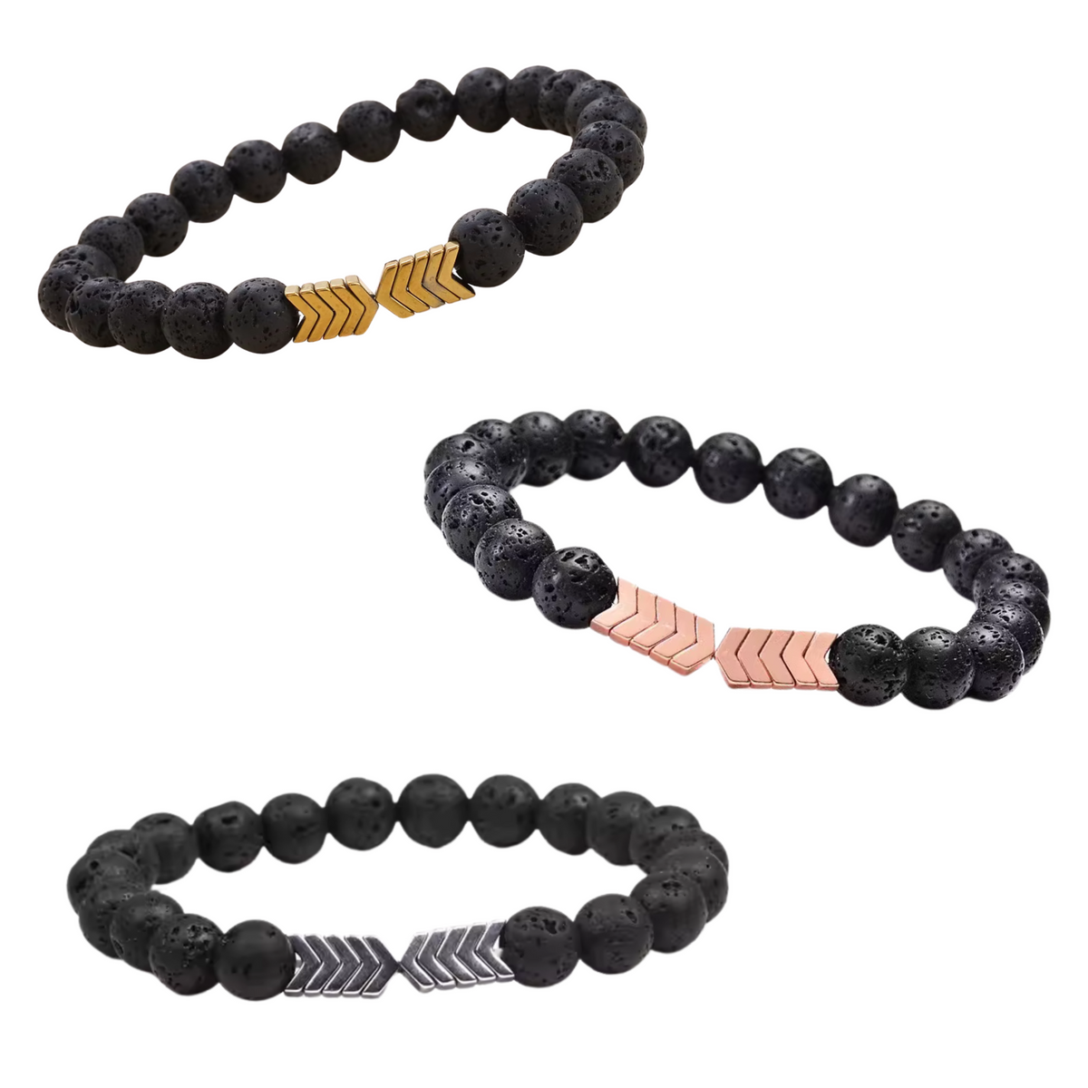 Lavastein Armband für Ätherische Öle, 8 mm Lava Armband – in 3 Farben