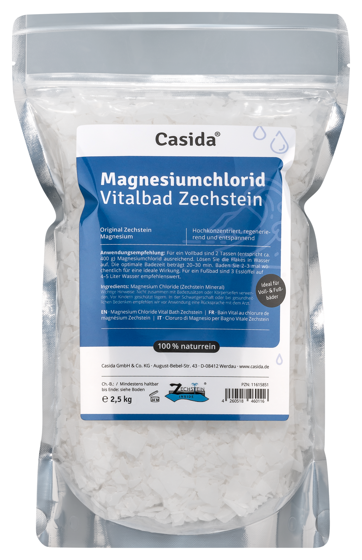 Verpackung Casida Magnesiumchlorid Vitalbad Zechstein 2,5kg