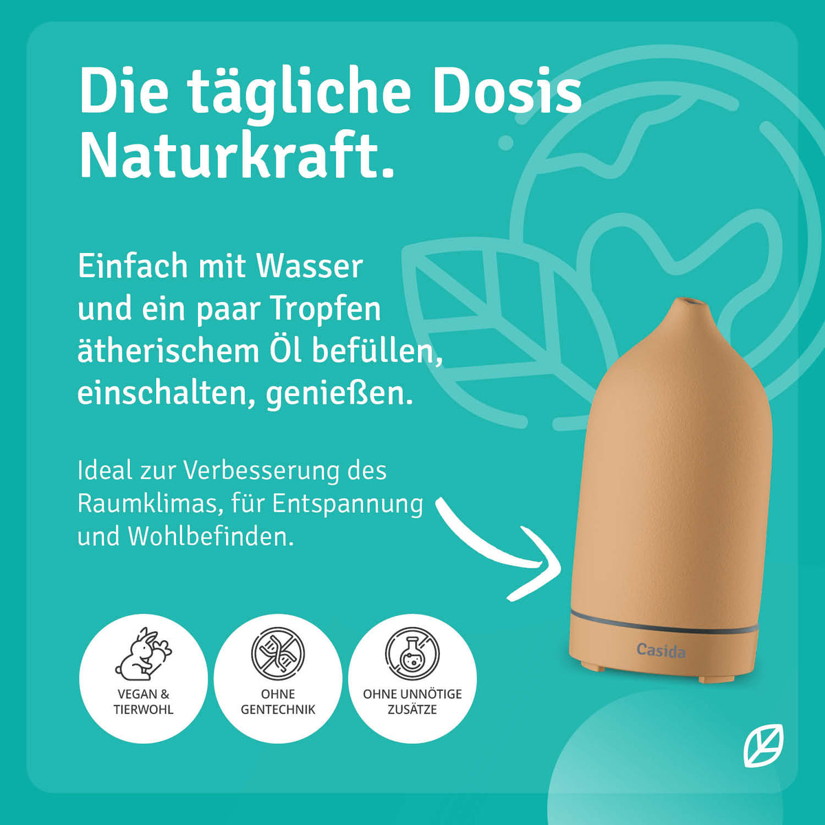 Moderner Keramik Aroma Diffuser in apricot mit LED-Beleuchtung Anwendung