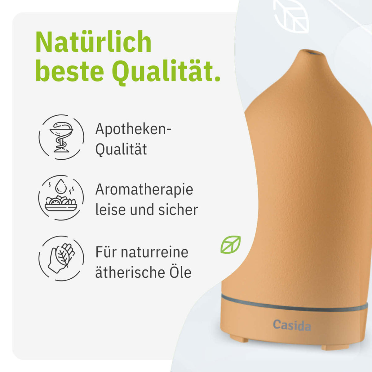 Moderner Keramik Aroma Diffuser in apricot mit LED-Beleuchtung tierversuchsfrei