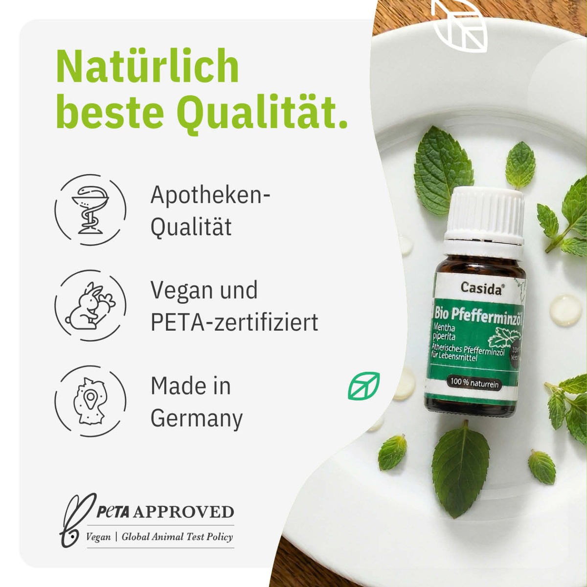 Pfefferminzöl BIO zum Verzehr innerlich tierversuchsfrei