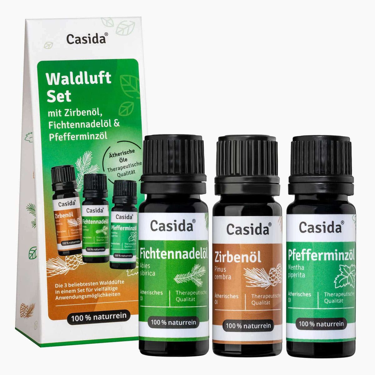 Waldluft Set - Ätherische Öle Set mit Fichtennadelöl, Zirbenöl, Pfefferminzöl naturrein Aromapflege 2