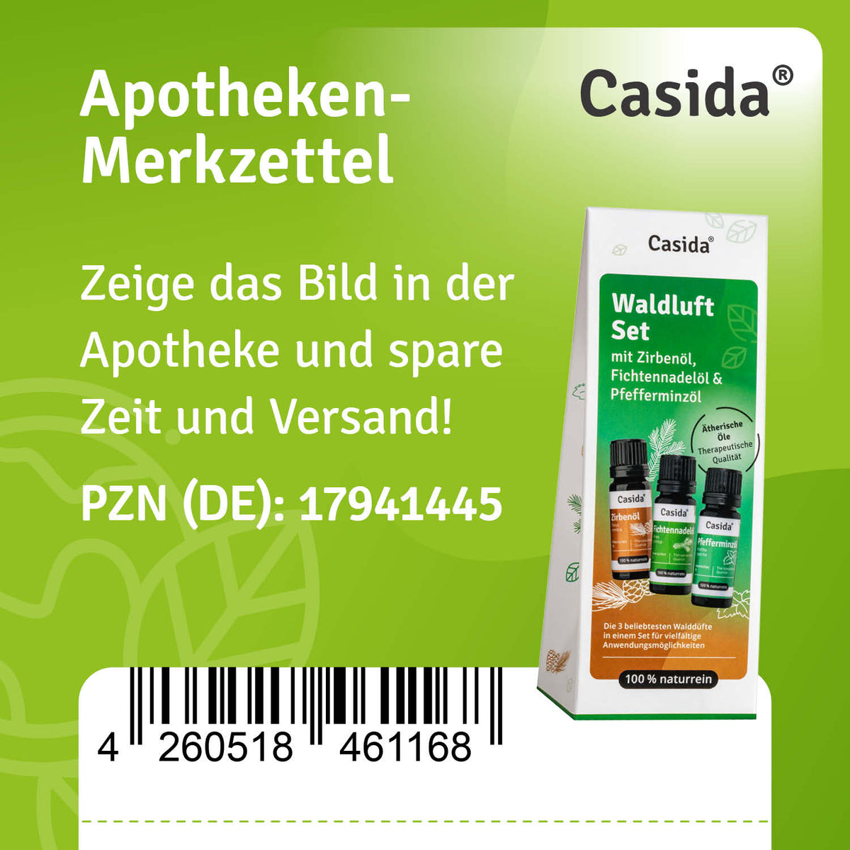 Waldluft Set - Ätherische Öle Set mit Fichtennadel-, Zirben-, & Pfefferminzöl Apotheke