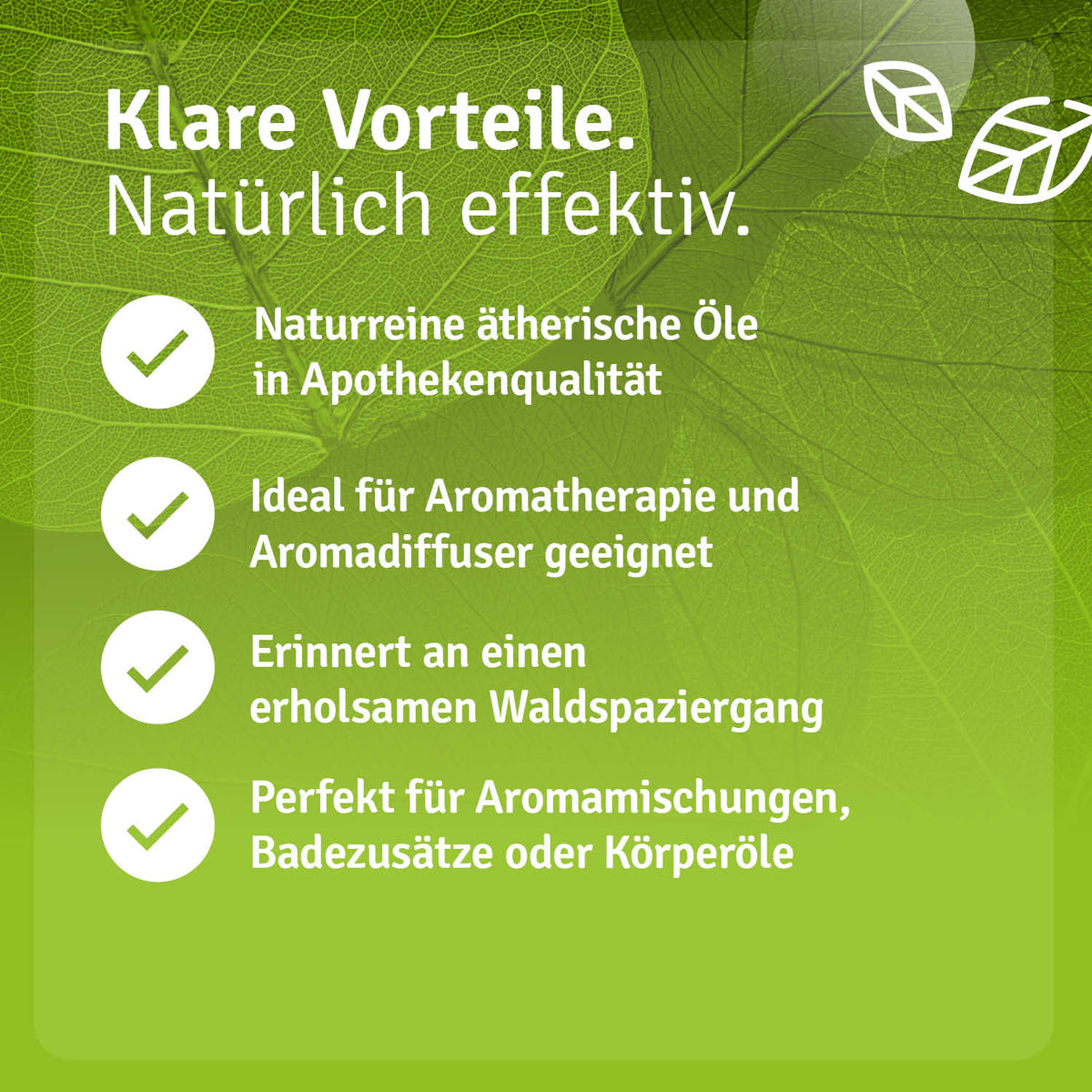 Waldluft set featuring essential oils: fir needle, pine, and peppermint oils in a green, nature-themed packaging.