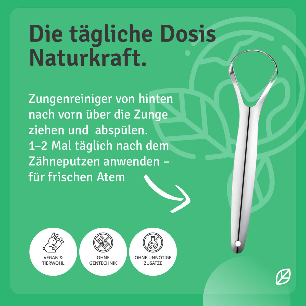 Zungenreiniger – Zungenschaber aus Edelstahl Anwendung