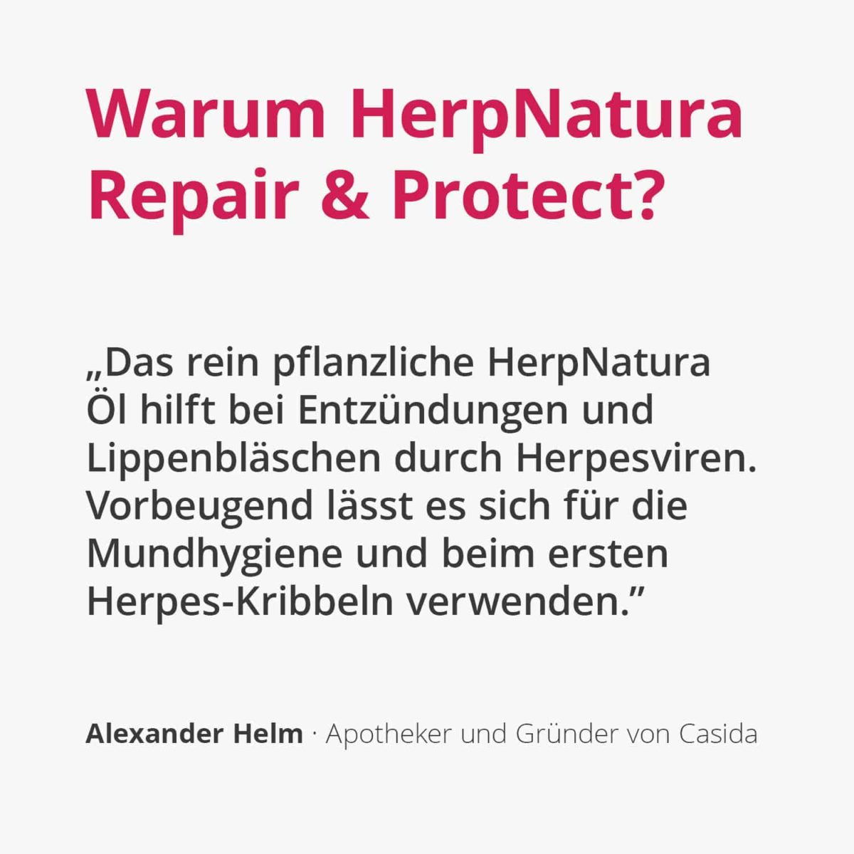 Casida HerpNatura Repair & Protect Cold Sore Remedy Oil – 10 ml 10086698 PZN Apotheke Herpes cold sore inflammation