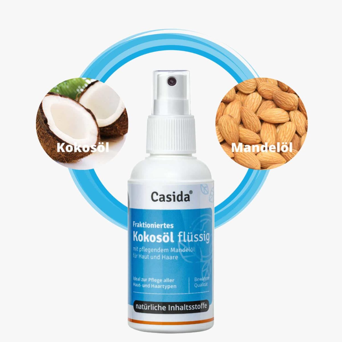 Casida Kokosöl flüssig Haut & Haare – 100 ml 11108255 PZN Apotheke Mandelöl Massage trockene Haut pflegen natürlich3