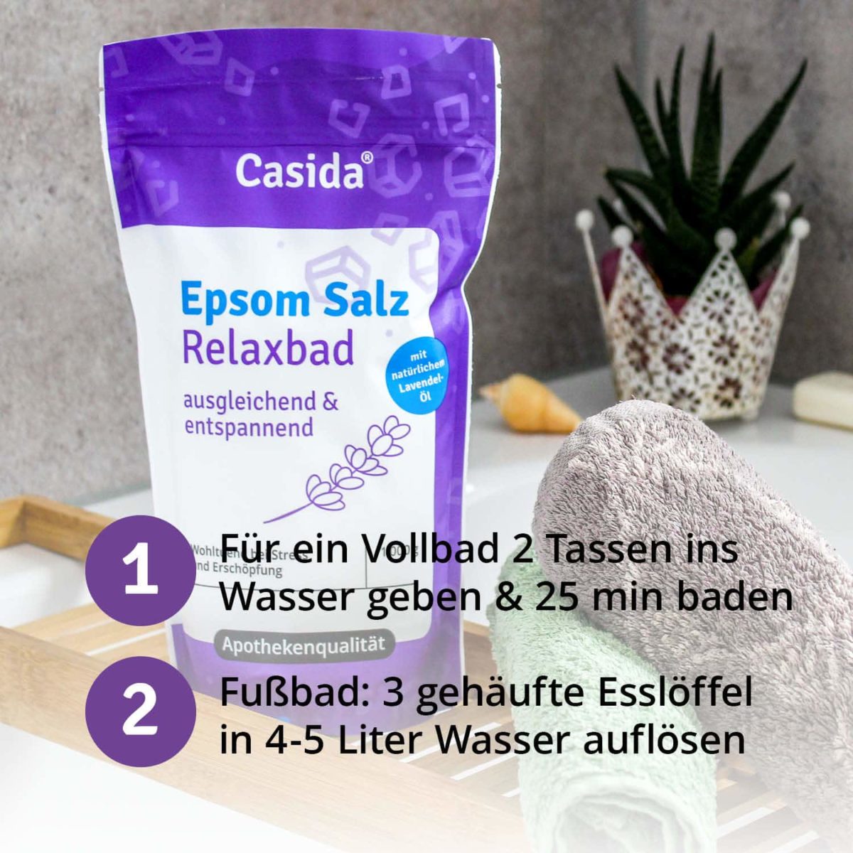 Casida Epsom Salt Relax Bath with lavender 1 kg 12903730 PZN pharmacy relaxation bitter salt