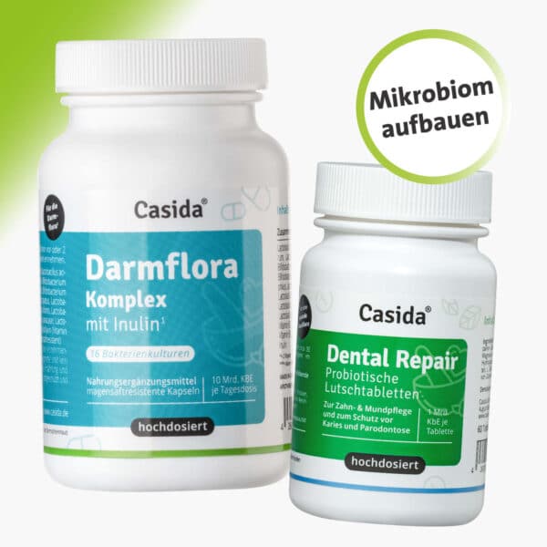 Casida Probiotics Duo Set Dental Repair Lozenges Probiotics Complex Capsules + Inulin – 120 Stk. 14446656 Dental Repair 14401553 PZN Apotheke Darmflora Mundflora
