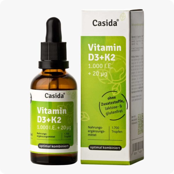 Casida Vitamin D3 1000 I.U. + K2 20 μg Drops – 50 ml 16672026 PZN Apotheke hochdosiert Immunsystem Magnesium Calcium