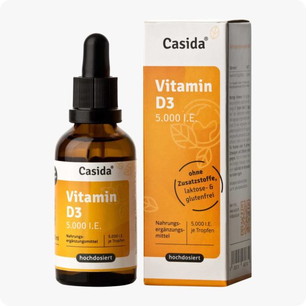 Casida Vitamin D3 Tropfen Vital 5000 I.E. 50 ml PZN DE 16672032 PZN AT 5339039 UVP 21,95 € EAN 4260518460734 Vitaminrechner Bedarf