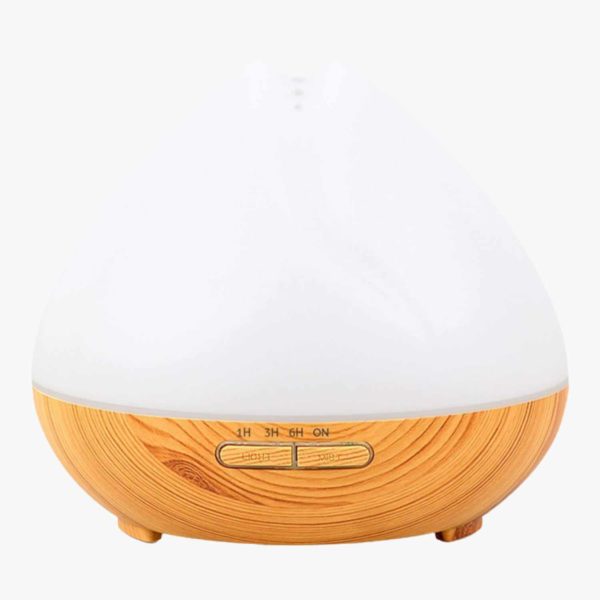 Aroma diffuser - Satin White Hood and Wood Print with LED lights
