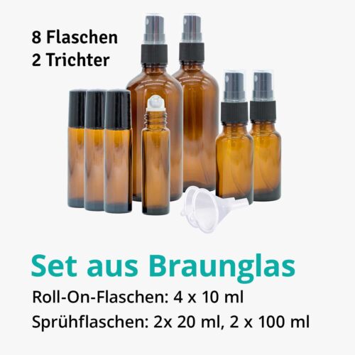 Casida Aromatherapie Einsteiger Set A3230241 Roll On Sprühflasche 10 ml 20 ml 100 ml ätherische Öle Braunglas3