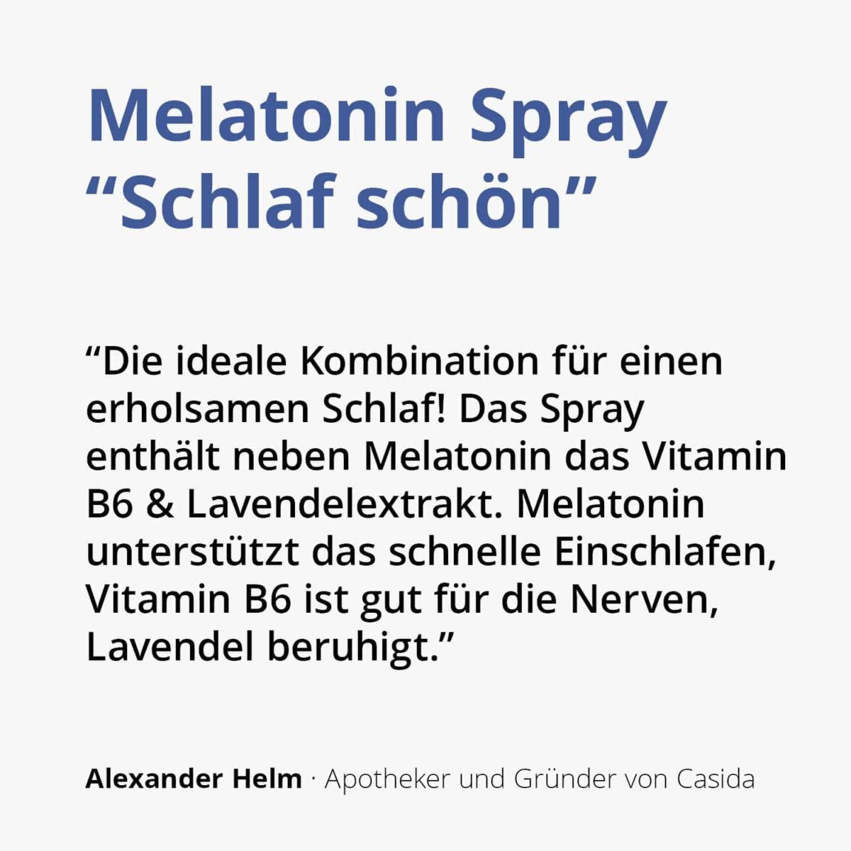 Casida Melatonin Spray Schlaf schön - 30 ml 17203782 Apotheke Guter Schlaf Gute Nacht besser schlafen Lavendel Vitamin B2 B62
