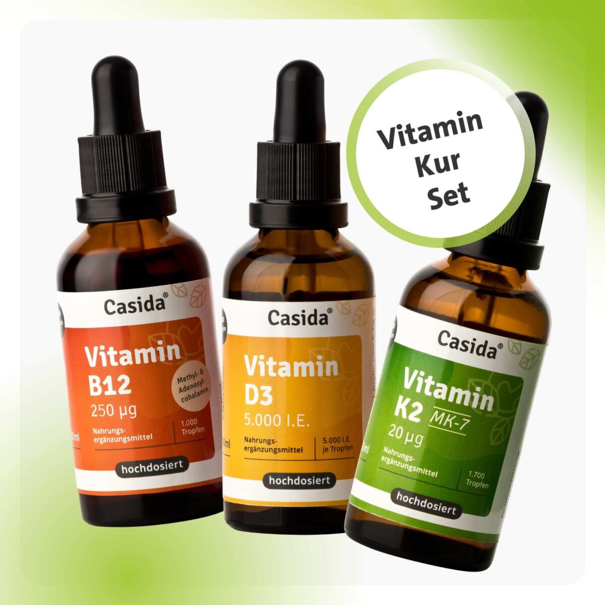 Vitamin Drops Trio Set with B12, D3 5000 i.u. and K2 MK7