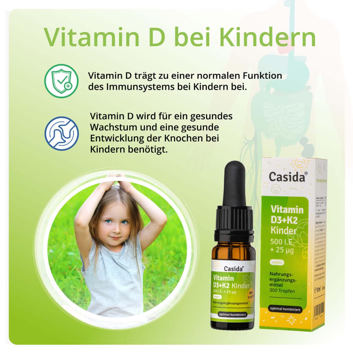 Vitamin D3+ K2 Tropfen für Kinder Vegan