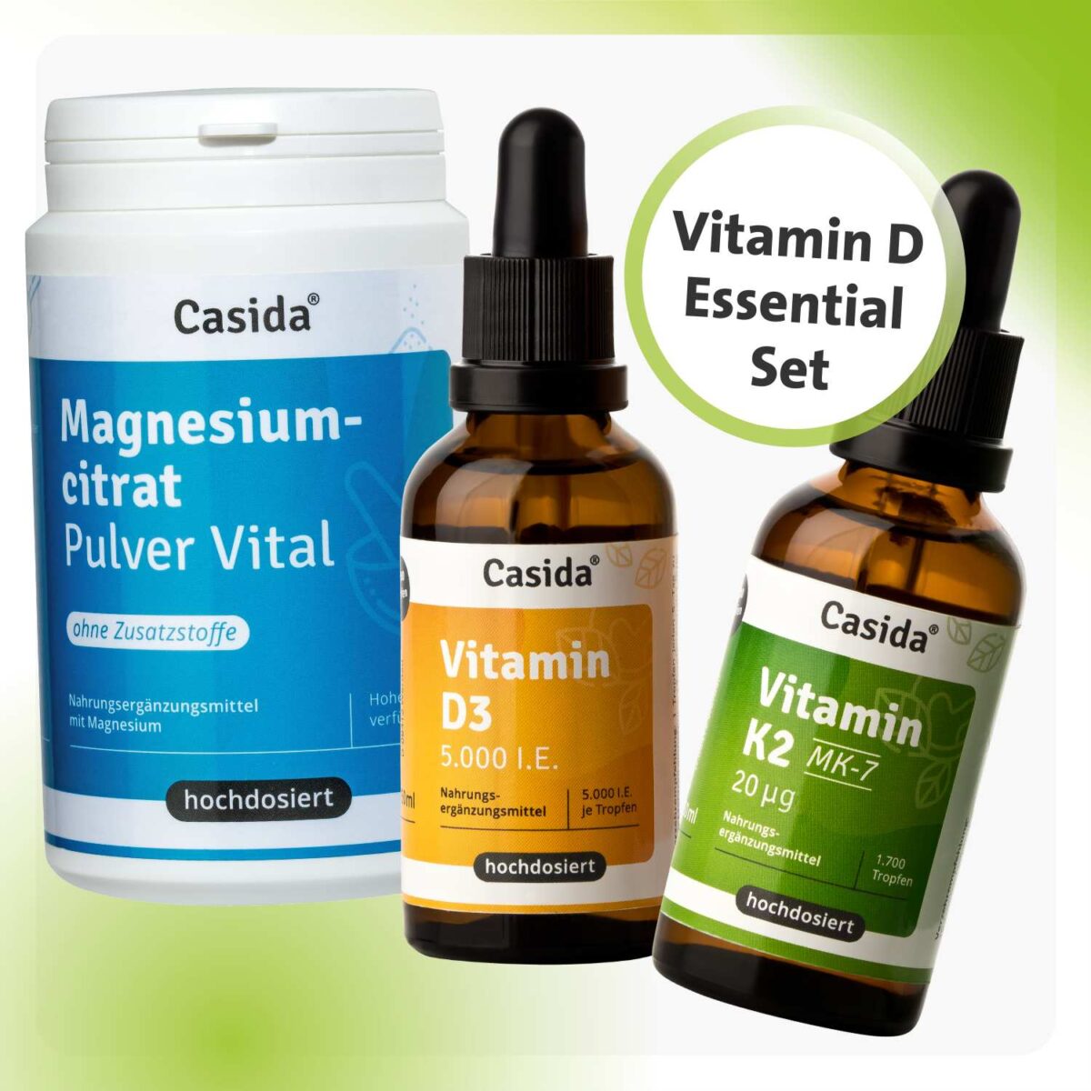Vitamin-D-Essential-Set 5000 ie magnesiumcitrat pulver Casida