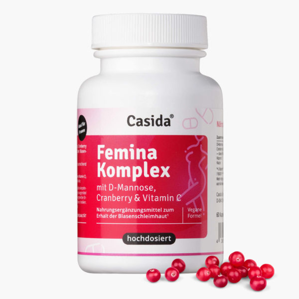Casida Femina Komplex mit D-Mannose, Cranberry & Vitamin C B3 Niacin Apotheke PZN DE 18055415 Gesunde Blase Blasenentzündung