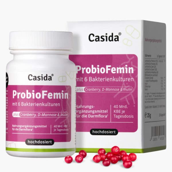 Casida ProbioFemin capsules with D-Mannose, Cranberry & Inulin Apotheke PZN DE 18106093 Scheidenflora