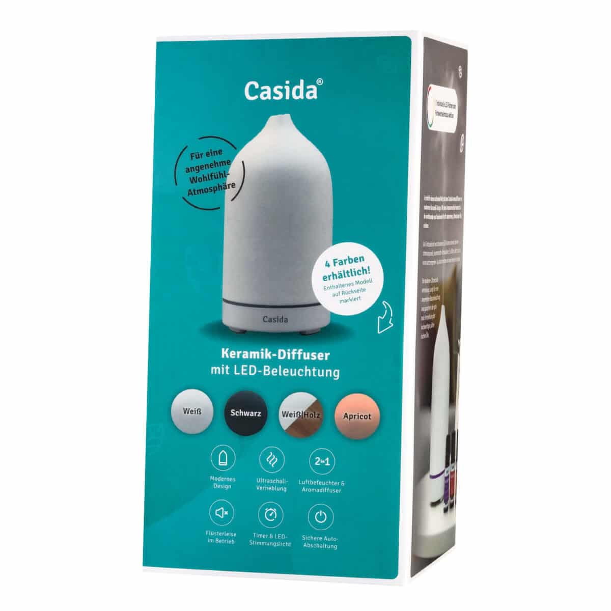 Moderner Keramik Aroma Diffuser in apricot mit LED-Beleuchtung