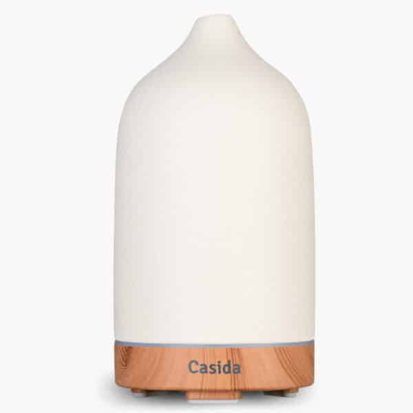 Ceramic Aroma Diffuser Wood Print-White with LED